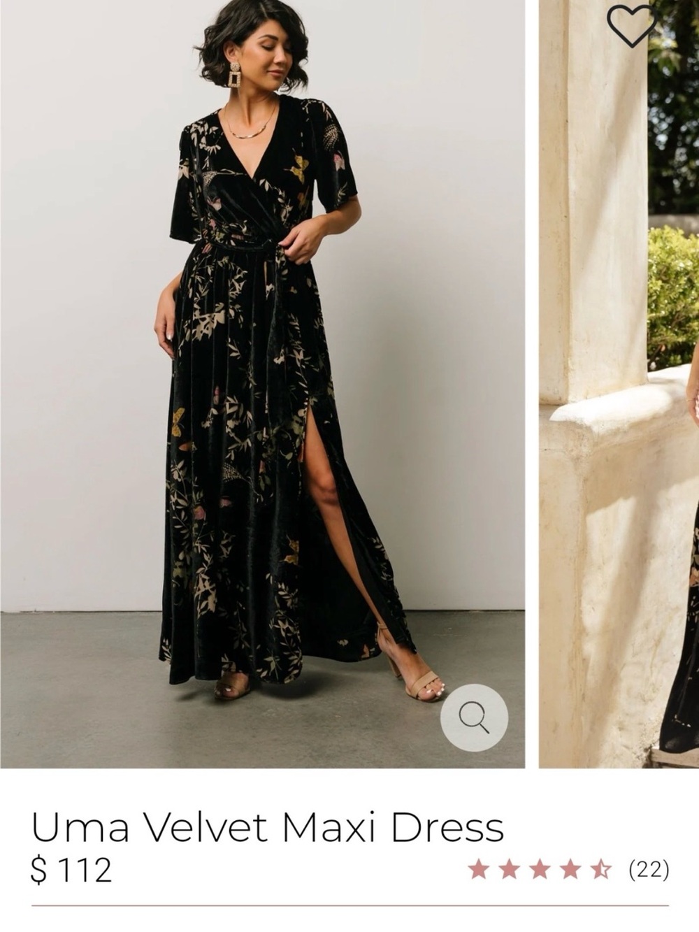 Uma Velvet Maxi Dress - Black Floral